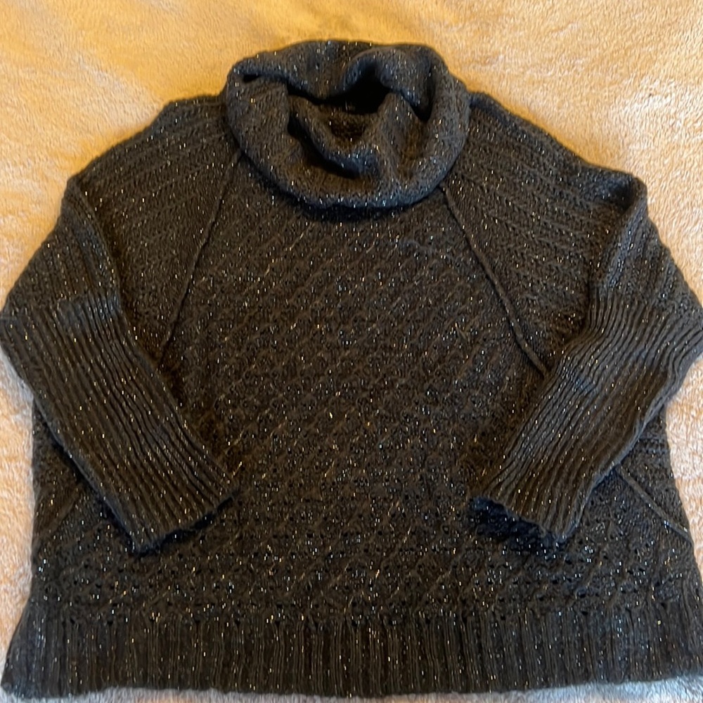 Pretty black/dark grey with silver sparkle cowl neck sweater